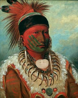 Indian warrior wearing war paint