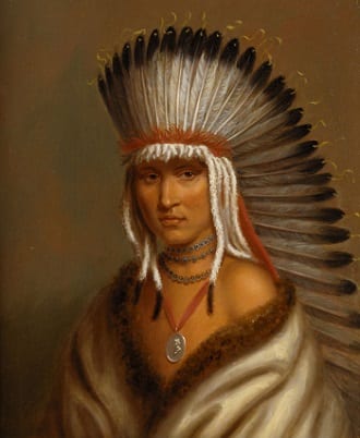 Pawnee Chief with headdress