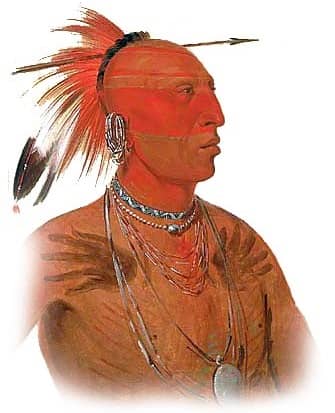 Pawnee warrior wearing war paint 